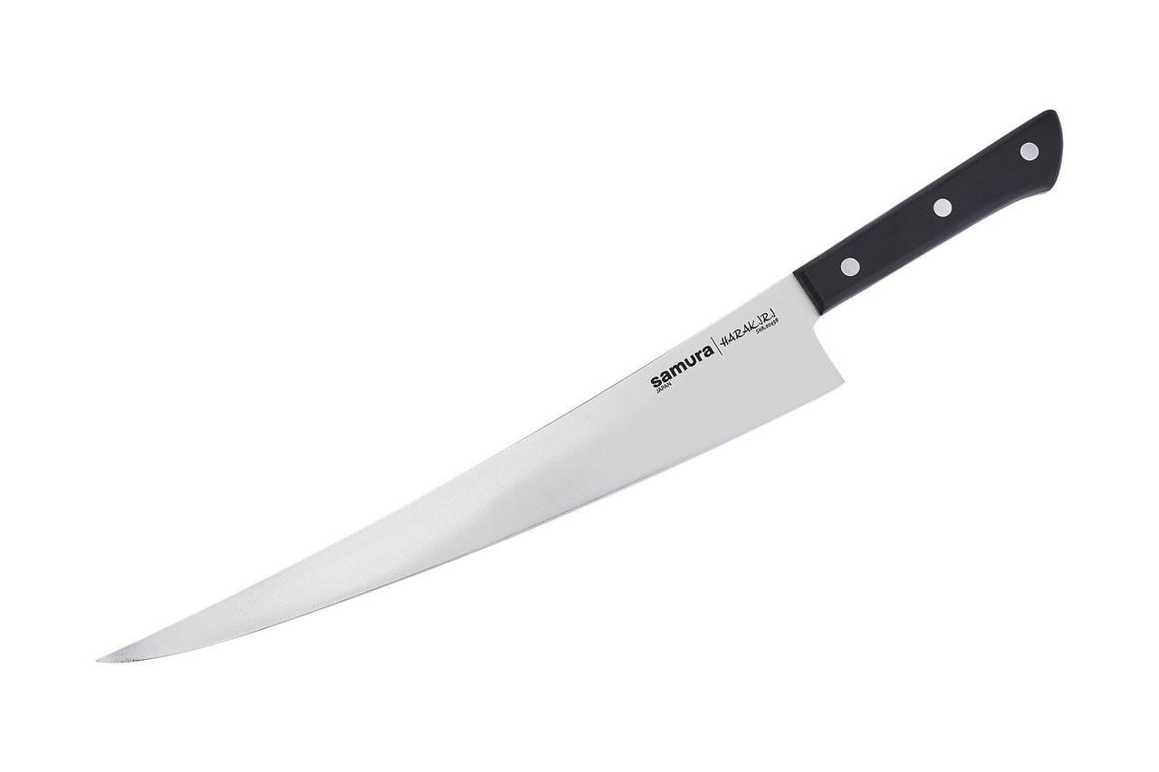 Кухонный нож для тонкой нарезки Samura Harakiri 58 HRC на заклепках с эргономичной рукояткой нержавеющая сталь 290 мм (2468140420)