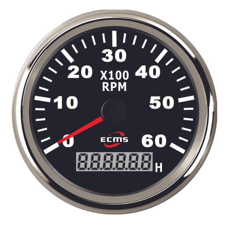 Тахометр з лічильником мотогодин ECMS CMH3-BS-3K 85 мм Чорний (35014903)