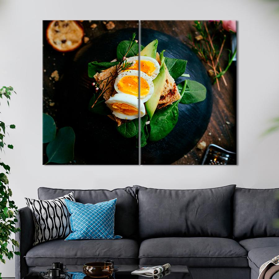 Настенний декор Тост с яйцом и авокадо на подушке из шпината 71x51 см (A440-2)