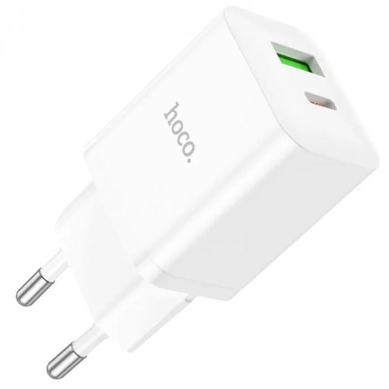 Зарядний пристрій мережевий Hoco N28 Founder PD20W/QC3.0 1USB-A/1C White (00000062778_2)