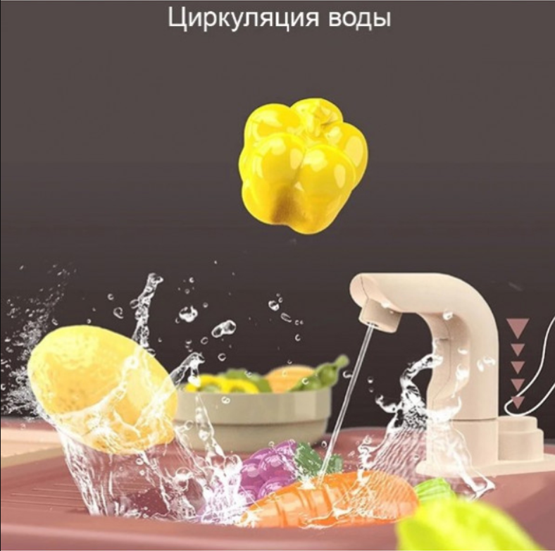 Кухня игровая Limo Toy с водой/паром/светом/звуками 65 пр. (889-211) - фото 4 Кухня игровая Limo Toy с водой/паром/светом/звуками 65 пр. (889-211) - фото 4