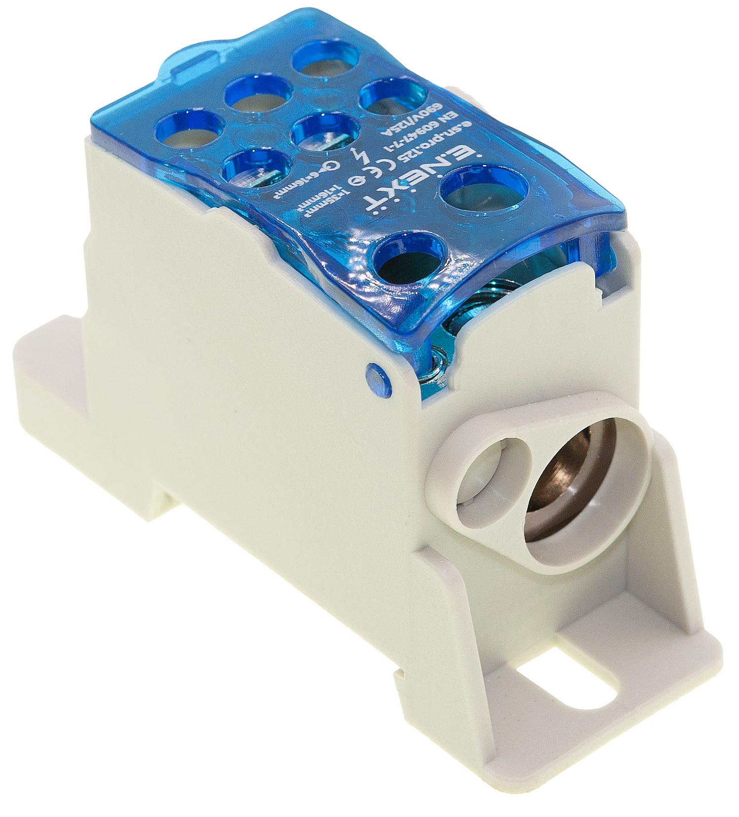 Блок розподільний E.NEXT e.sn.pro 125А на DIN-рейку вхід 1х35 мм/1х16 мм/вихід 6х16 мм (p0680002)