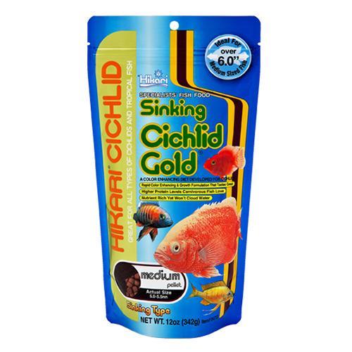 Корм Hikari Cichlid Gold Sinking S для молодежи хищных цихлид 8-15 см/гранулы 3,0-3,4 мм/342 г тонущий (04633)