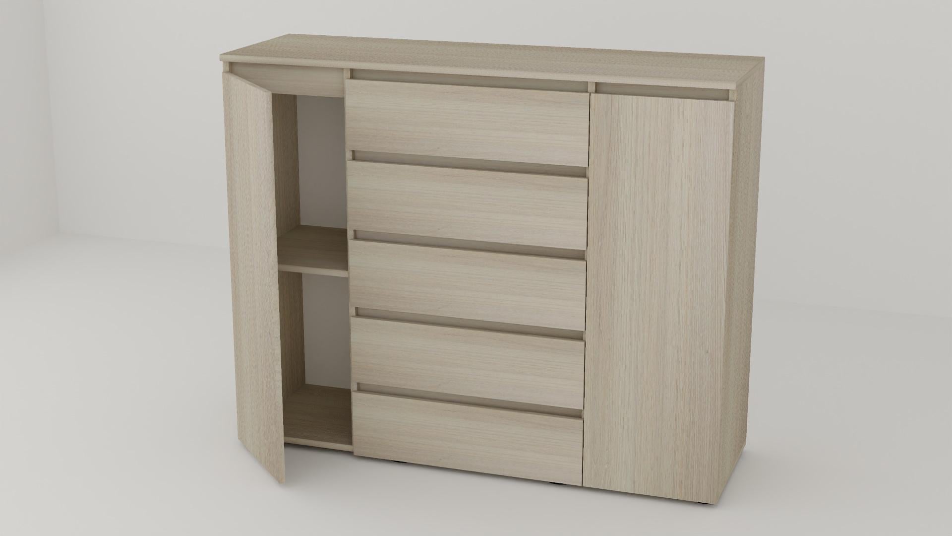 Комод Алекса СН-151/45 140х45х111 см Дуб шамони светлый Комод Алекса СН-151/45 140х45х111 см Дуб шамони светлый