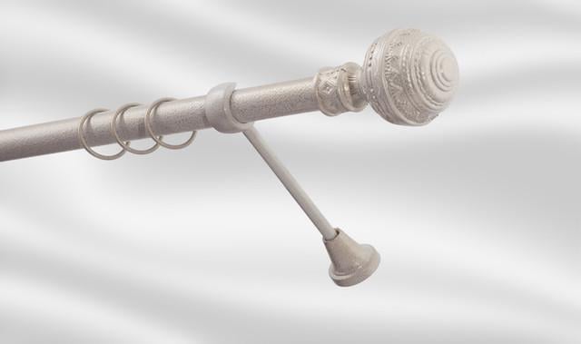 Карниз для шторы Plastidea Арабеска металлический одинарный с крючками D 25 мм 300 см Белое золото