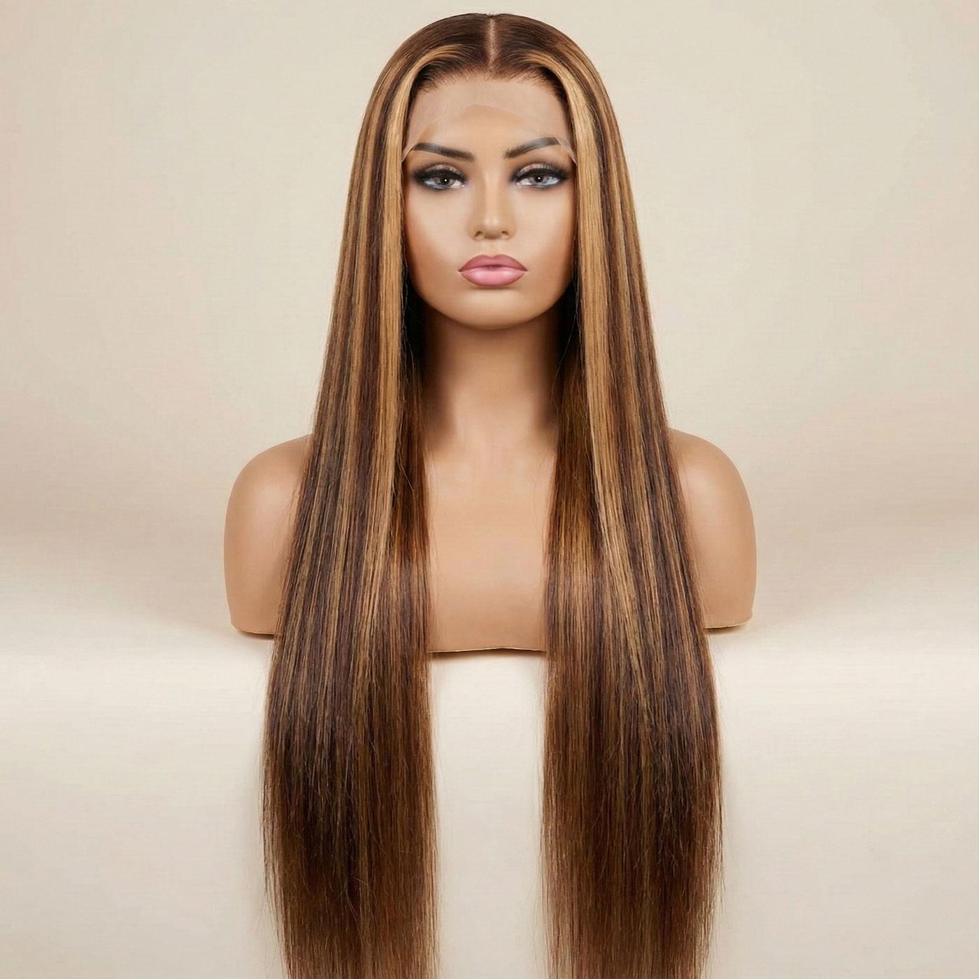 Перука довга з прямого штучного волосся омбре 70 см Каштановий з блондом - фото 3 Перука довга з прямого штучного волосся омбре 70 см Каштановий з блондом - фото 3