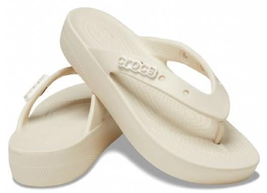 В'єтнамки жіночі Crocs Classic Platform Flip р. 39-40 Бежевий (10432)