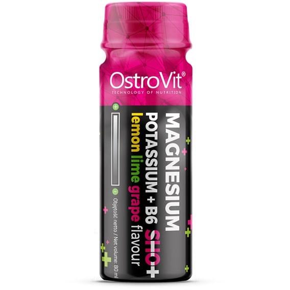 Вітамінно-мінеральний комплекс для спорту OstroVit MAGNESIUM POTASSIUM+B6 Shot 80 ml Lemon Lime Grape (000007118)