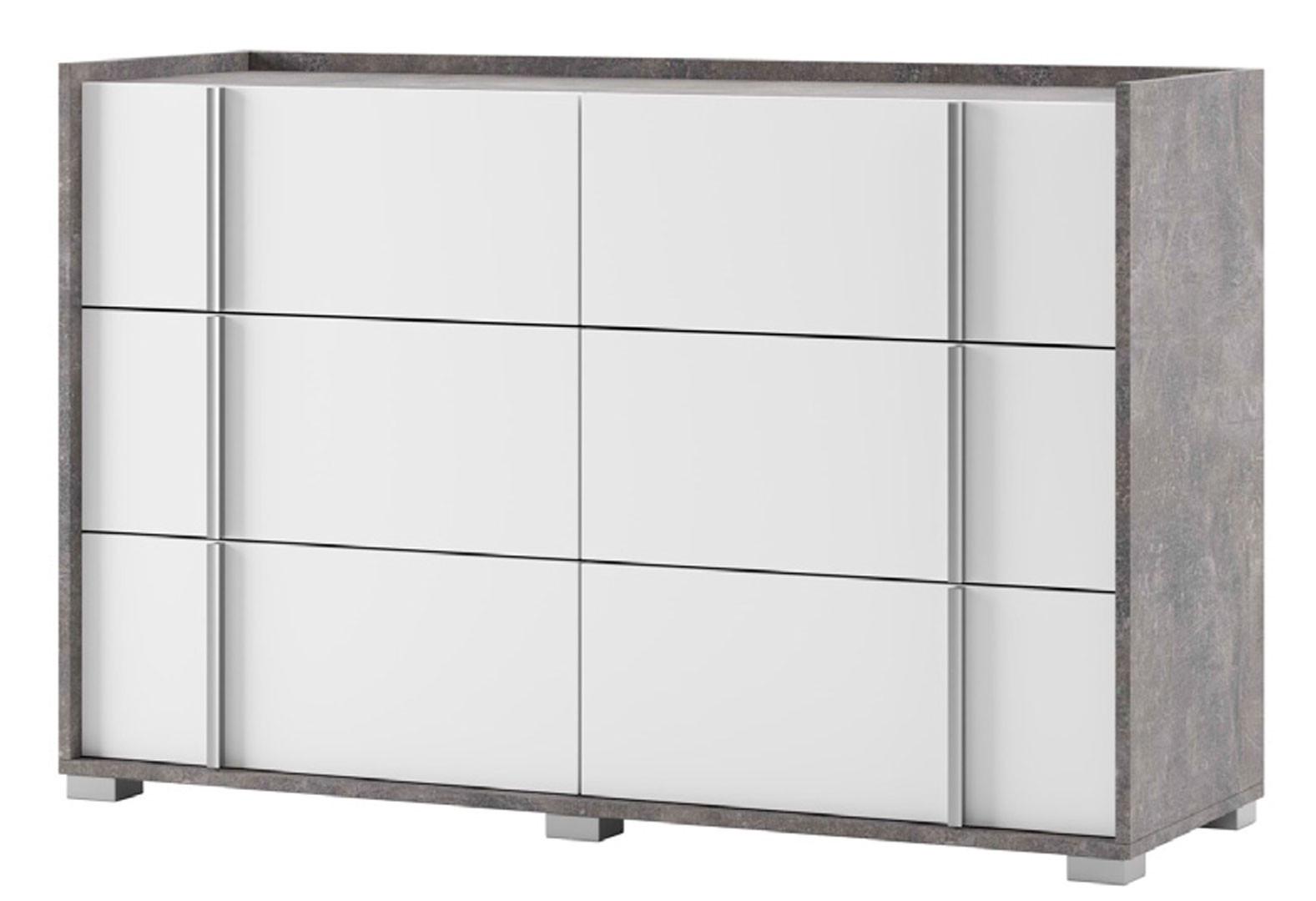 Комод с 6 ящиками Мир мебели Алекса 140х47х91 Индастриал/белый (84696) Комод с 6 ящиками Мир мебели Алекса 140х47х91 Индастриал/белый (84696)