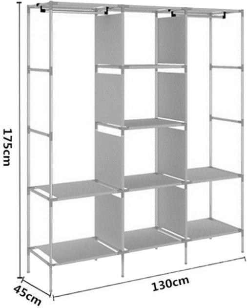 Шафа для одягу Storage Wardrobe 88130 тканинна 130х45х175 см Бежевий (19569684) - фото 5