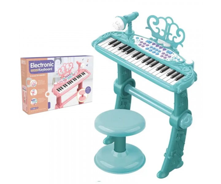 Детский синтезатор MTK 022 подсветка/микрофон/10 мелодий/7 инструментов/функция записи Голубой (2816456146)