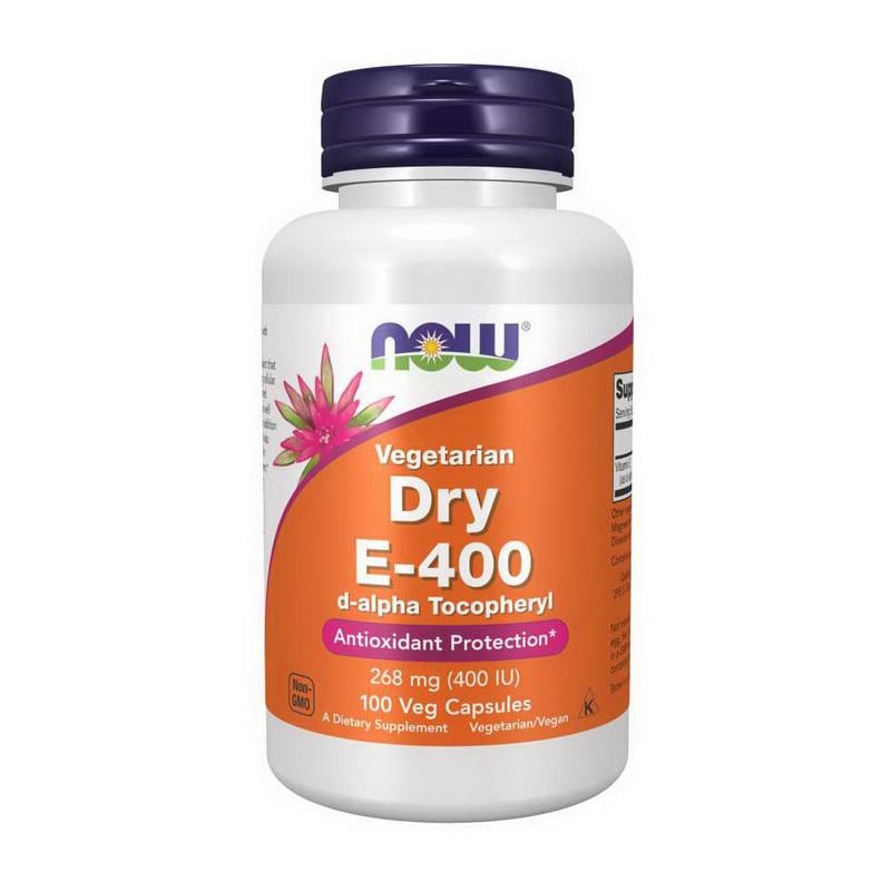 Витамин E 400 МЕ NOW Vitamin E-400 Vegetarian Dry 100 вер. капс.