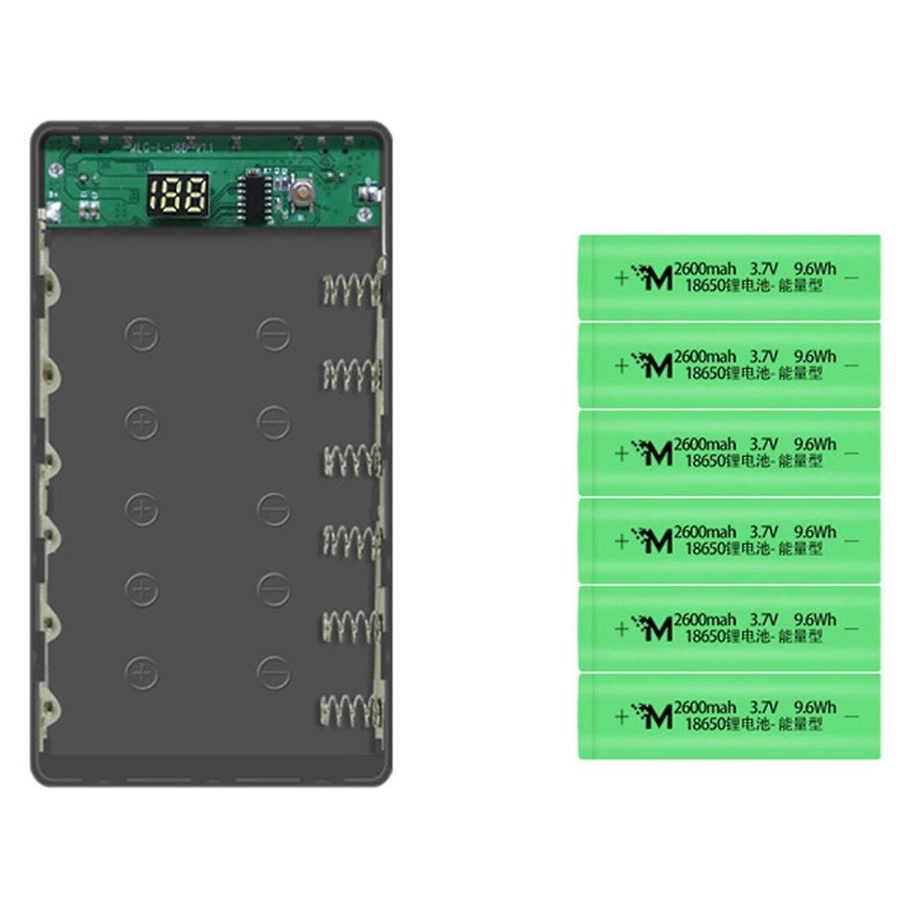 Повербанк на 6 аккумуляторов 18650 100126 с дисплеем и быстрой зарядкой (100126) - фото 3