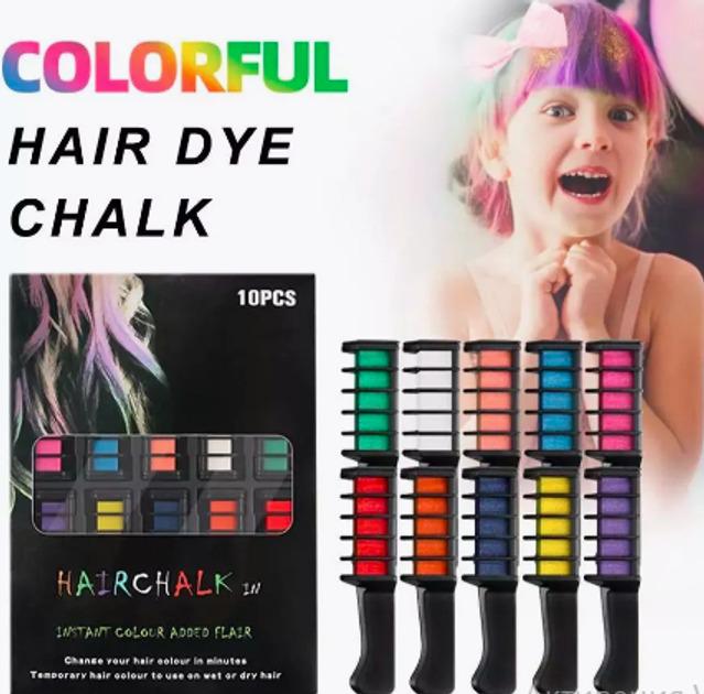 Крейда для волосся Hair Chalk з гребінцем для дітей та дорослих 10 кольорів (COLOR-10) - фото 5