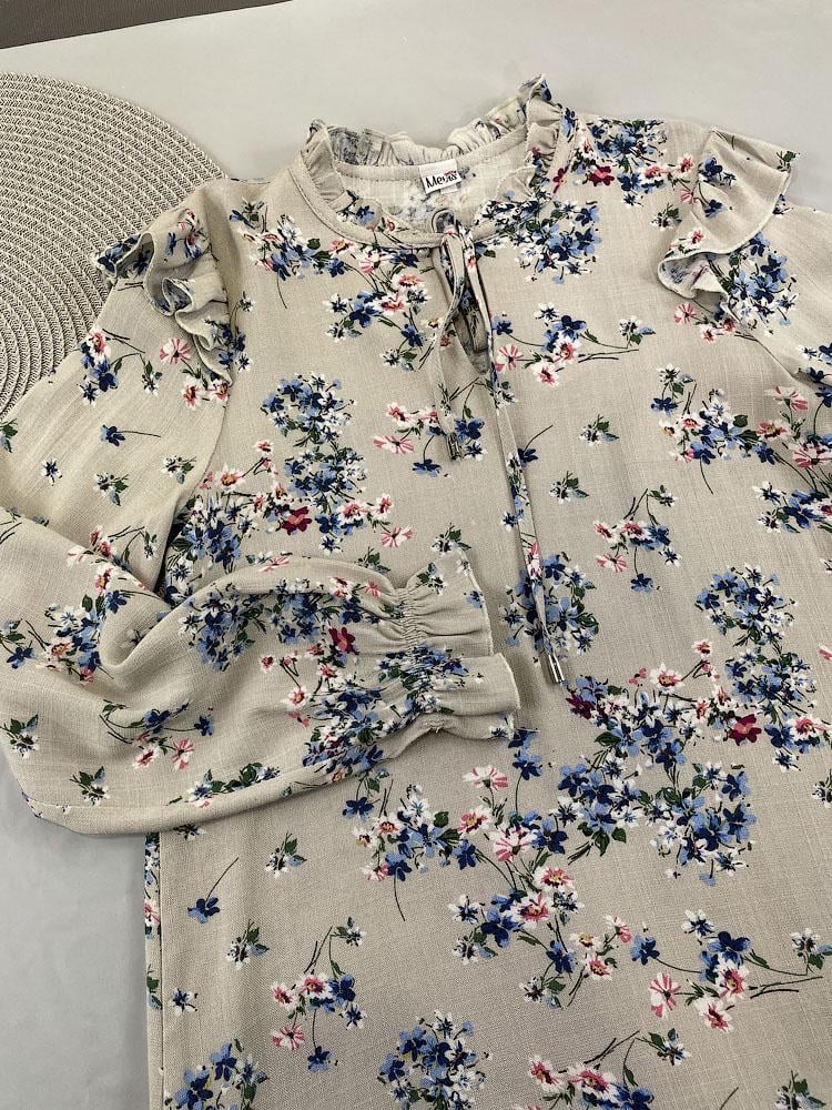 Платье для девочки Mevis Цветочки 4968-01 134 см Серый - фото 5