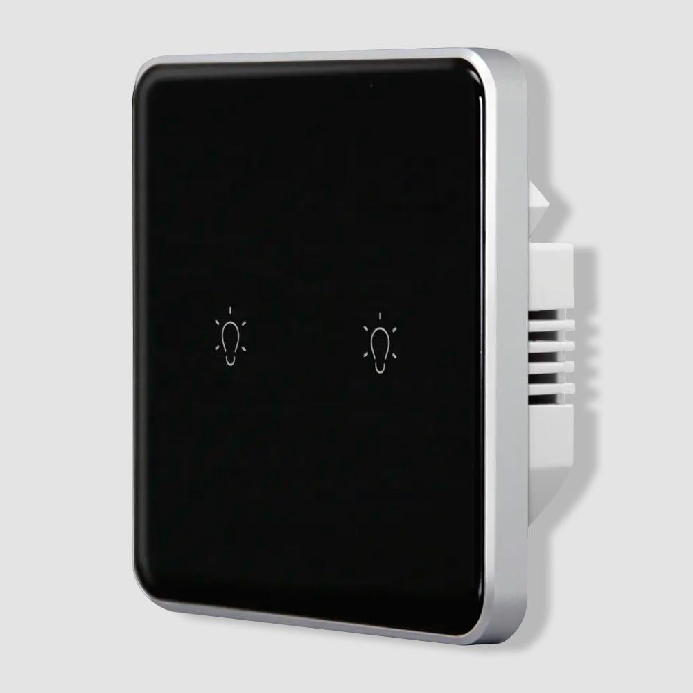 Вимикач сенсорний Tuya Zigbee smart 2 клавіші Чорний