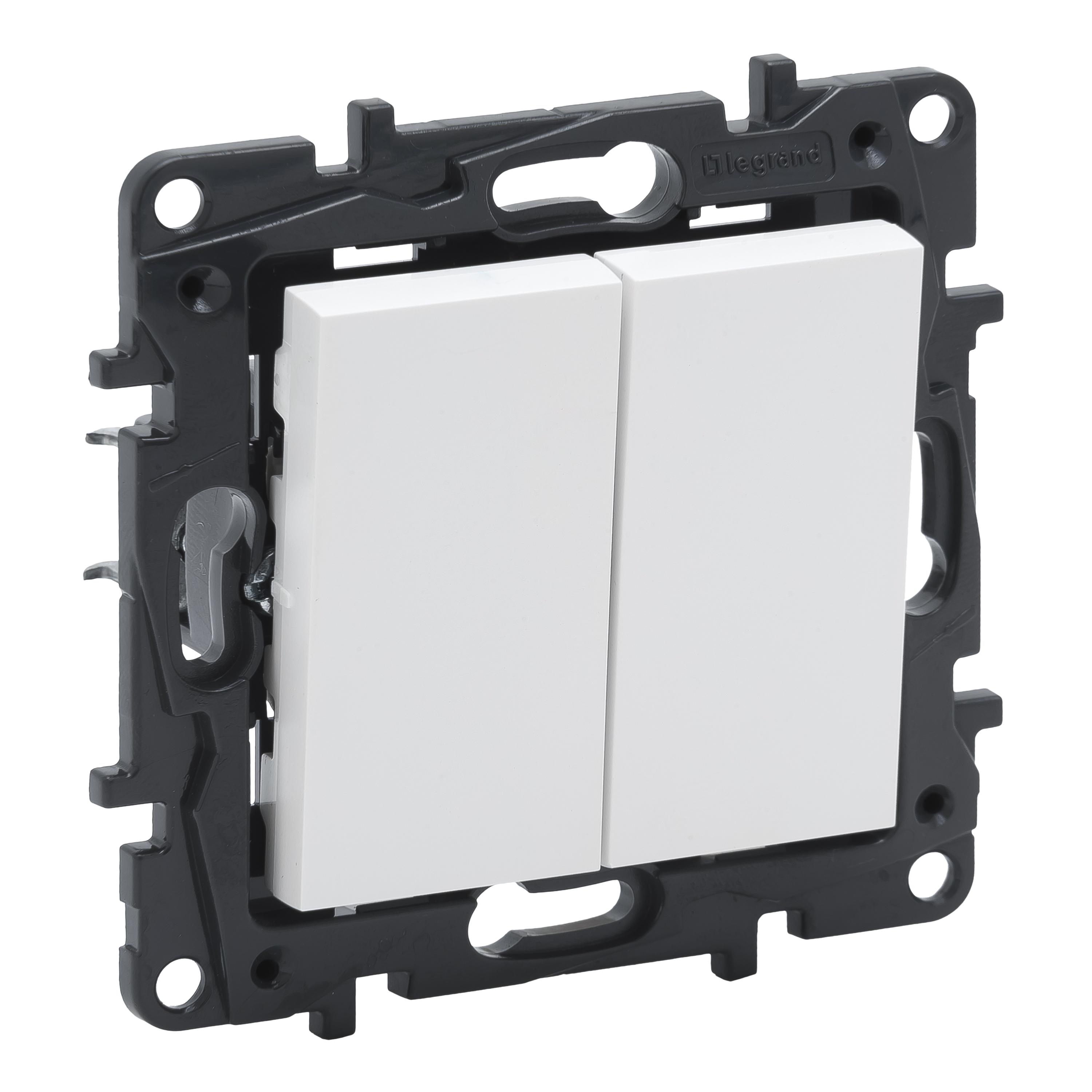 Выключатель Legrand NILOE STEP кнопочный двухклавишный автоматические клеммы пластик Белый (863112)