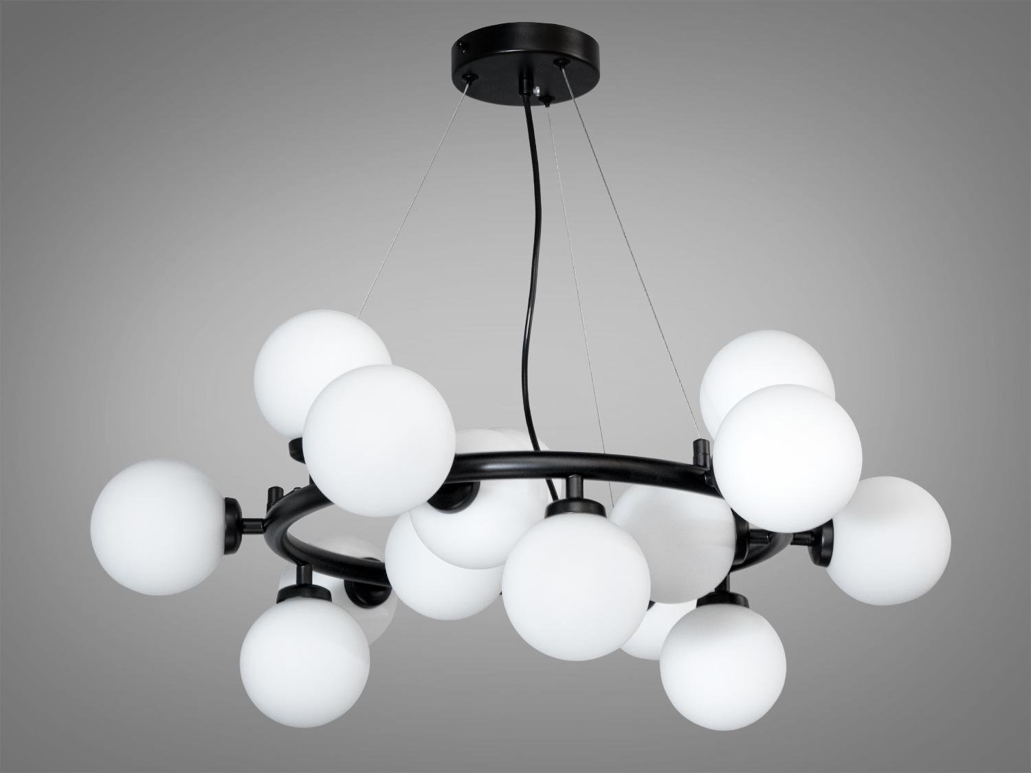 Люстра-подвес в стиле Лофт Пузыри на 15 ламп Черный (LQ7063/15BK)