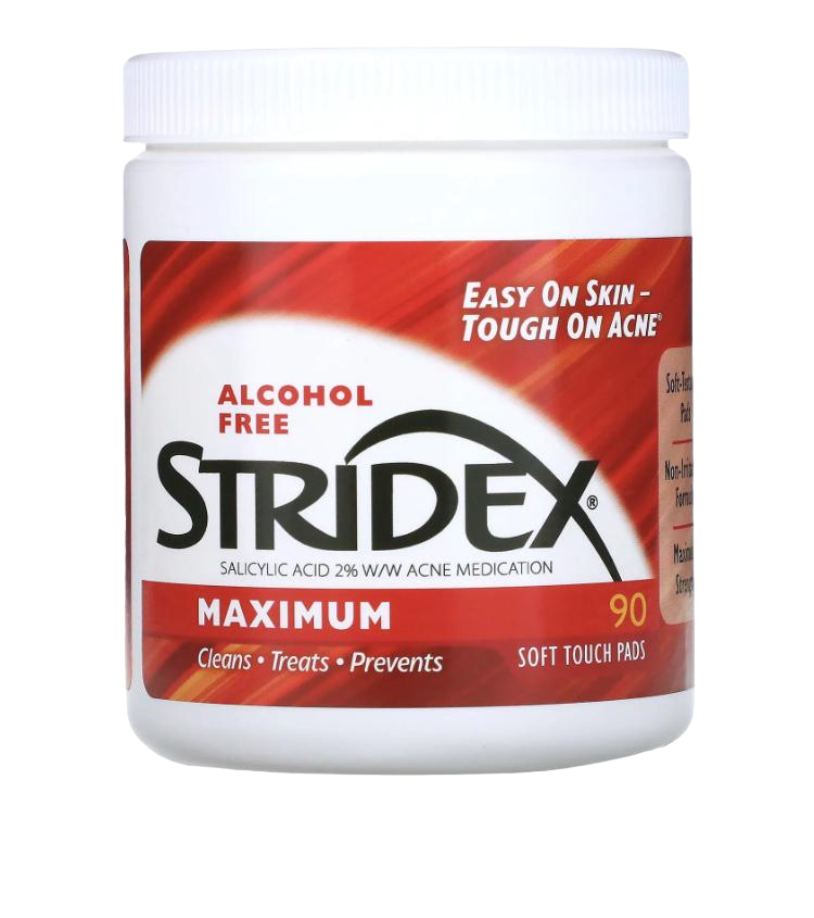 Мягкие подушечки Stridex Single-Step контроль акне максимальное действие без спирта 90 шт.