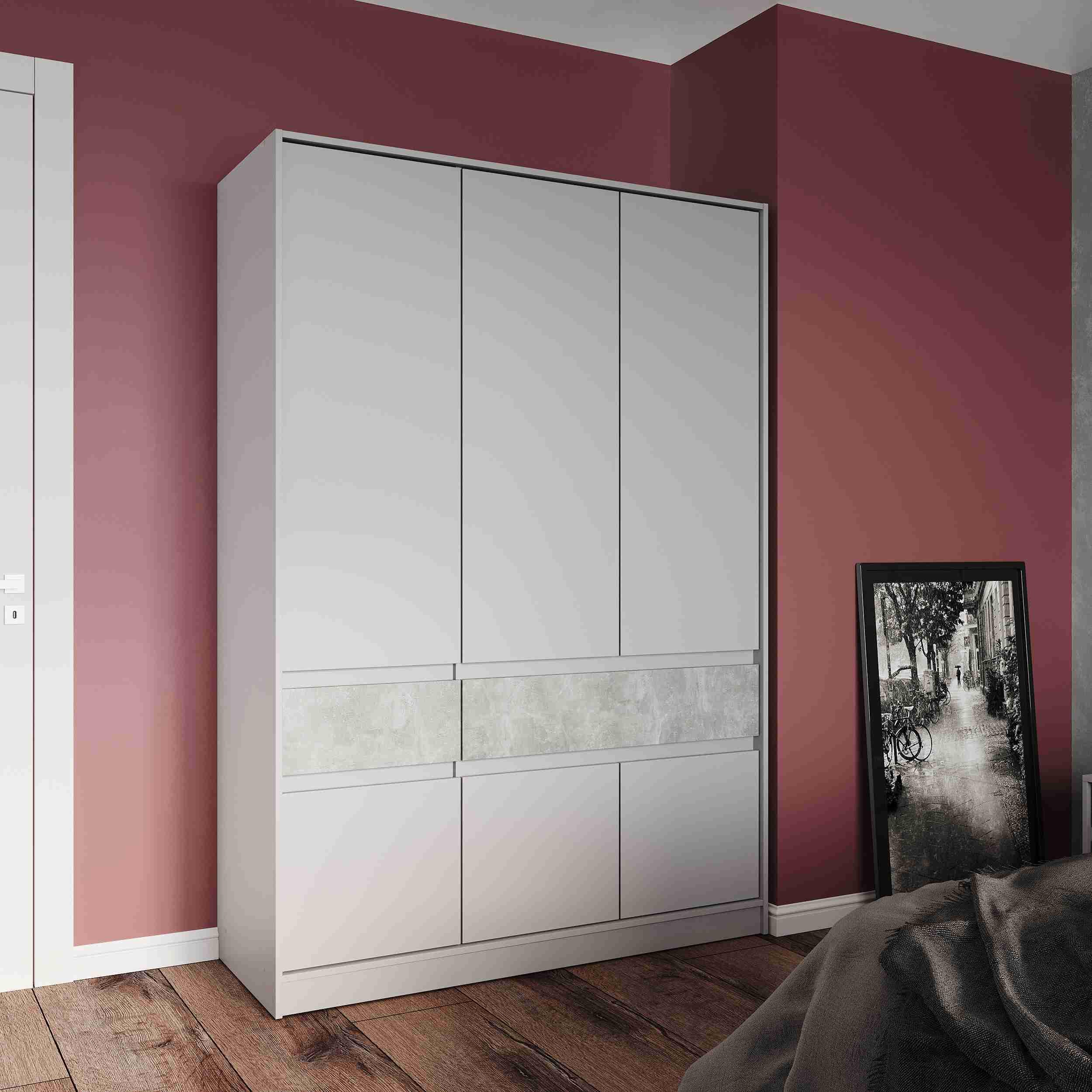 Шкаф Еверест Стайл-1400 140х53х204 см Кашемир/Бетон (09577)