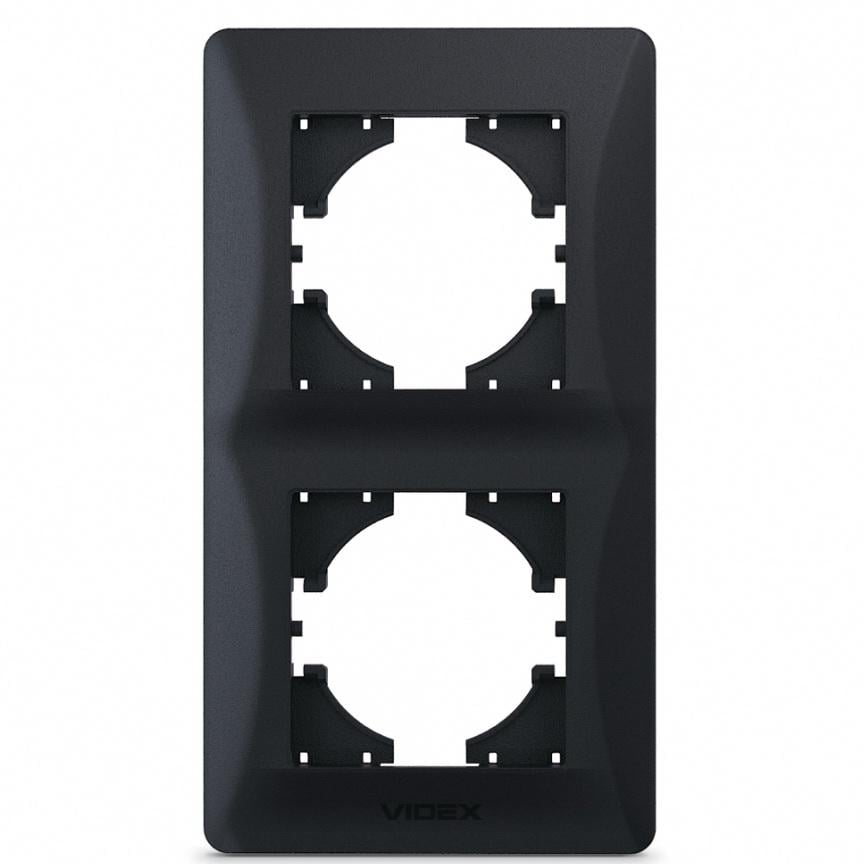 Вертикальная пластиковая рамка на 2 поста Videx Binera VF-BNFR2V-BG Черный графит
