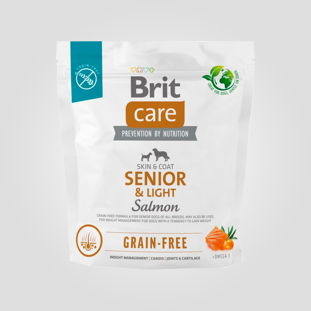 Корм сухой Brit Care Dog Grain-free Senior&Light для стареющих беззерновых собак с лососем 1 кг (20504638)