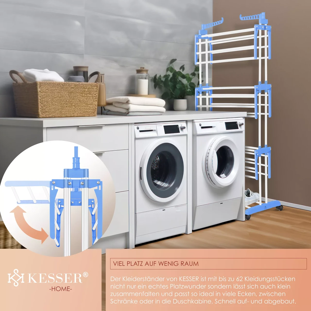 Сушарка для білизни KESSER 126 см 50 кг (4255598324533) - фото 6