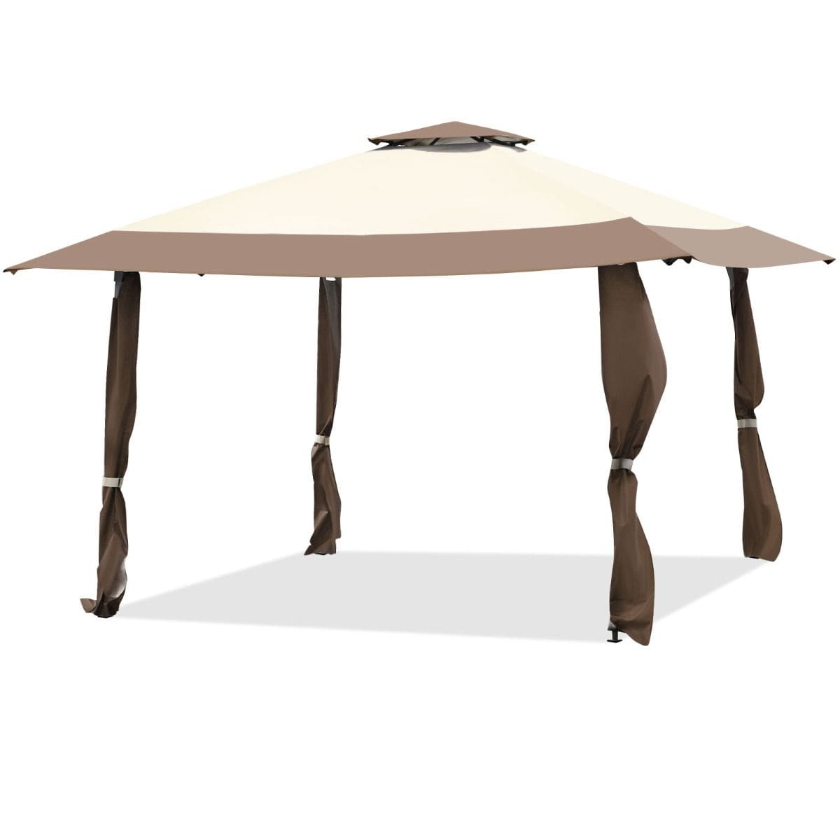 Беседка садовая 395x395x267-284 см Коричневый (COSTWAY-00405)