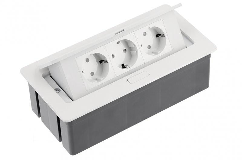 Блок розеток врізний GTV soft 3 розетки shuko Білий