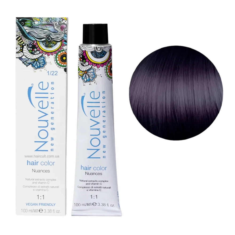 Краска для волос Nouvelle Hair Color 1/22 2/20 Фиолетово-черный 100 мл