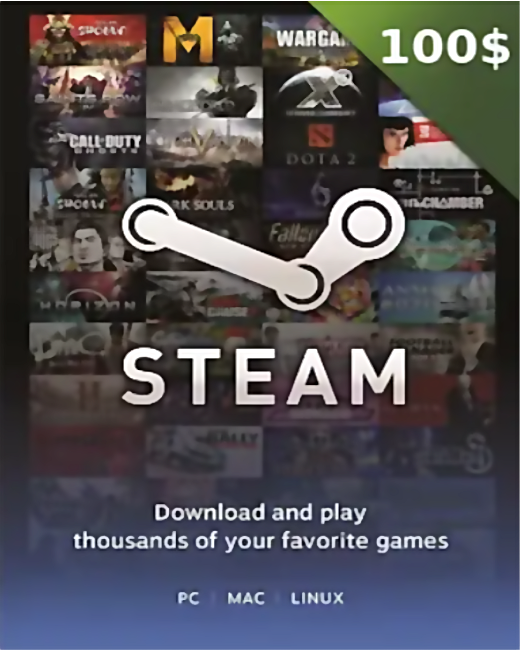 Подарочная карта Steam на 100 долларов США только для USD