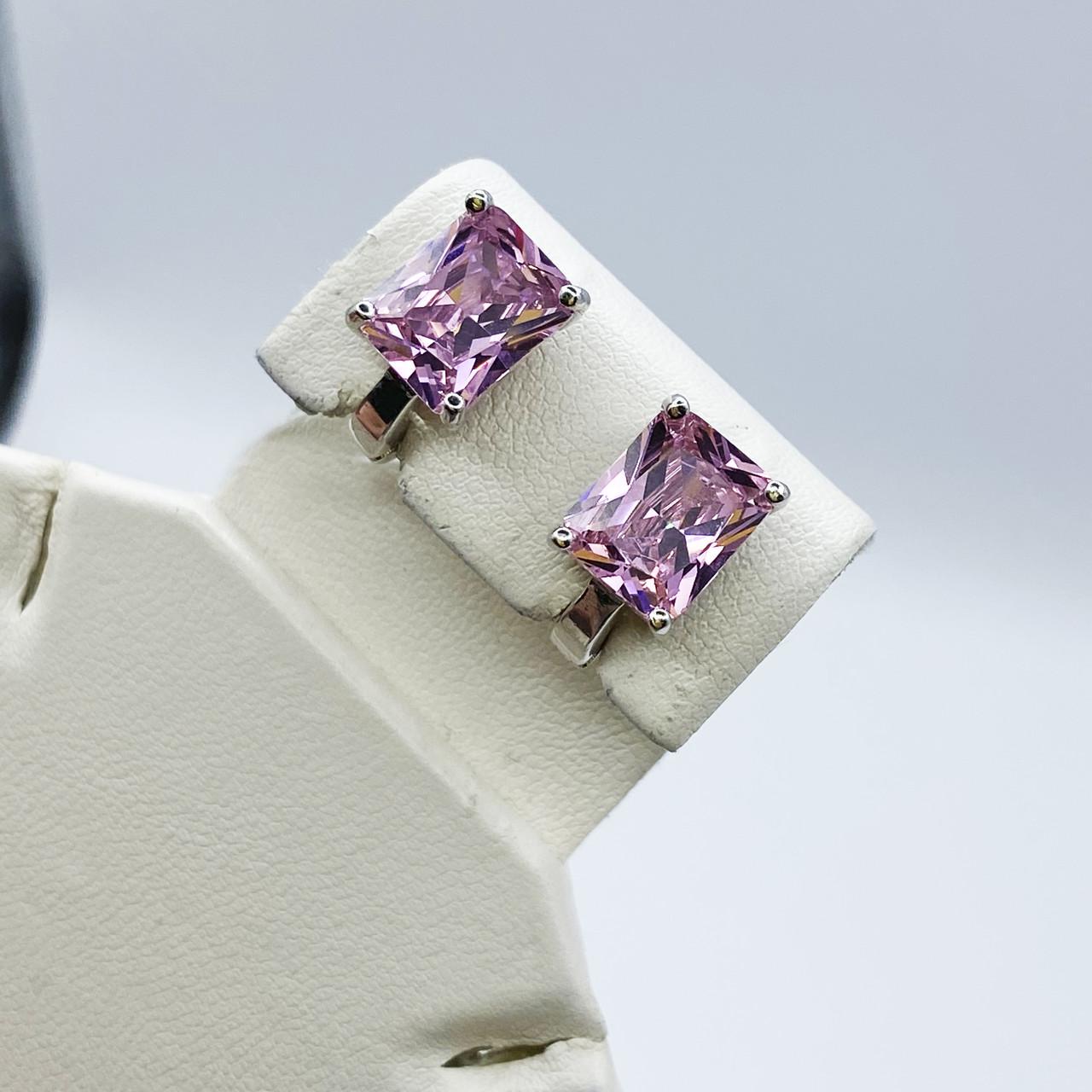Серьги серебряные с кварцем 5,96 г Розовый (2172866344)