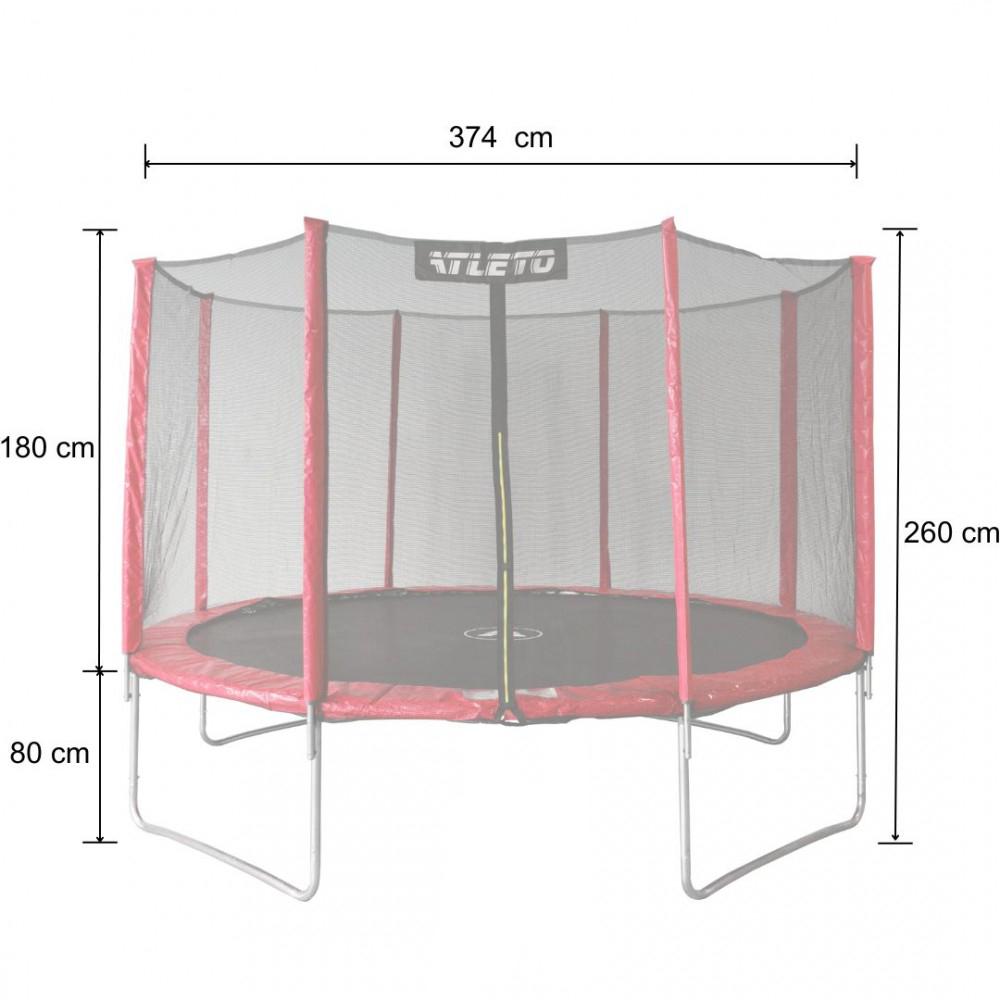 Батут детский Atleto с сеткой 374 см Красный (42400461) - фото 5