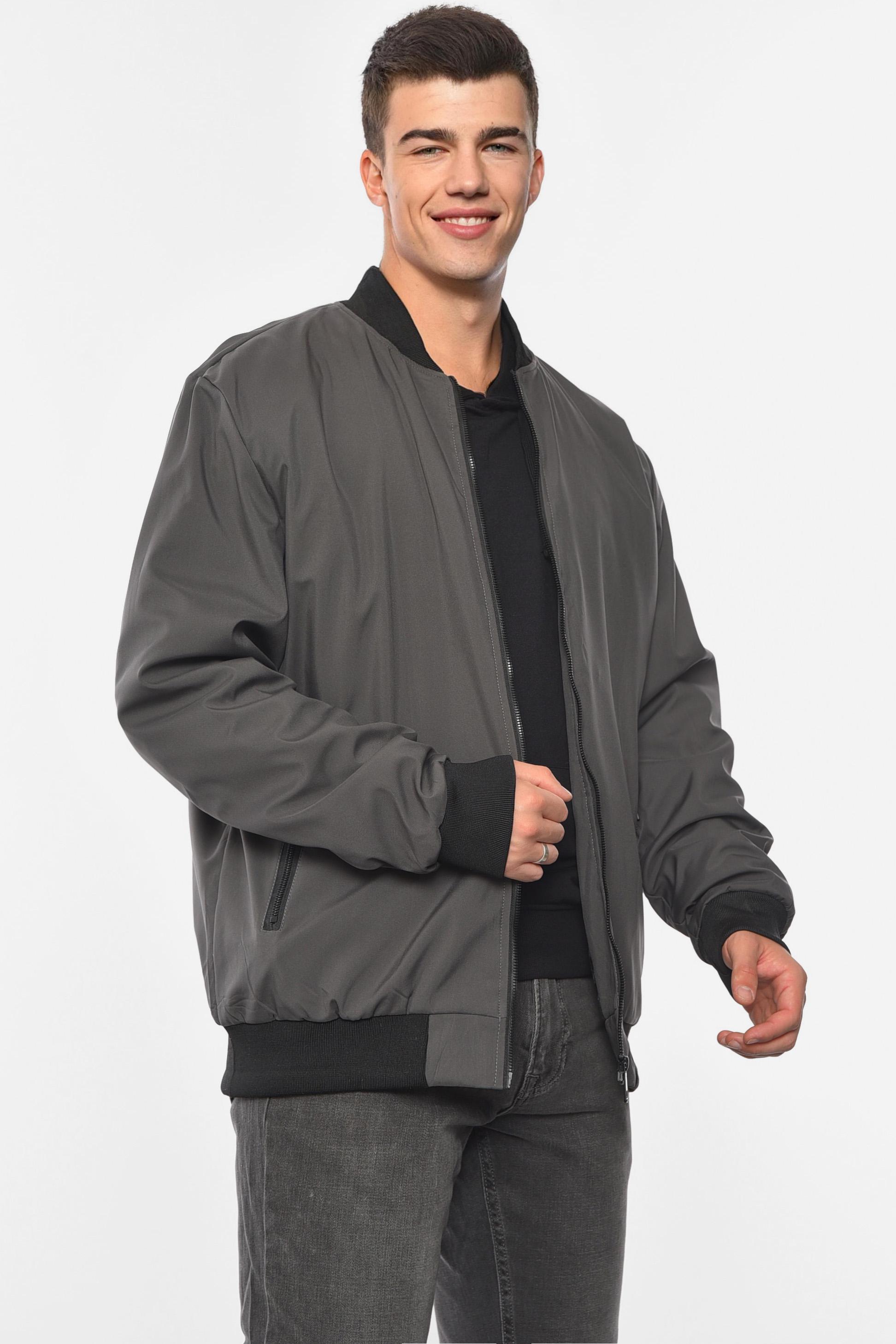Бомбер чоловічий батальний однотонний 8XL Темно-сірий (190564) - фото 2 Бомбер чоловічий батальний однотонний 8XL Темно-сірий (190564) - фото 2