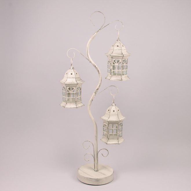 Подсвечник-фонарь Flora металлический 90 см Кремовый (39533) - фото 1