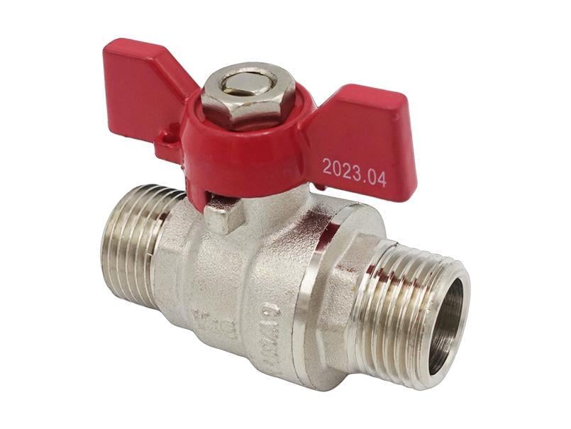 Кран шаровой V&G VALOGIN Optima 1/2" ЗЗ бабочка никель Красный (RS-VG-103101)