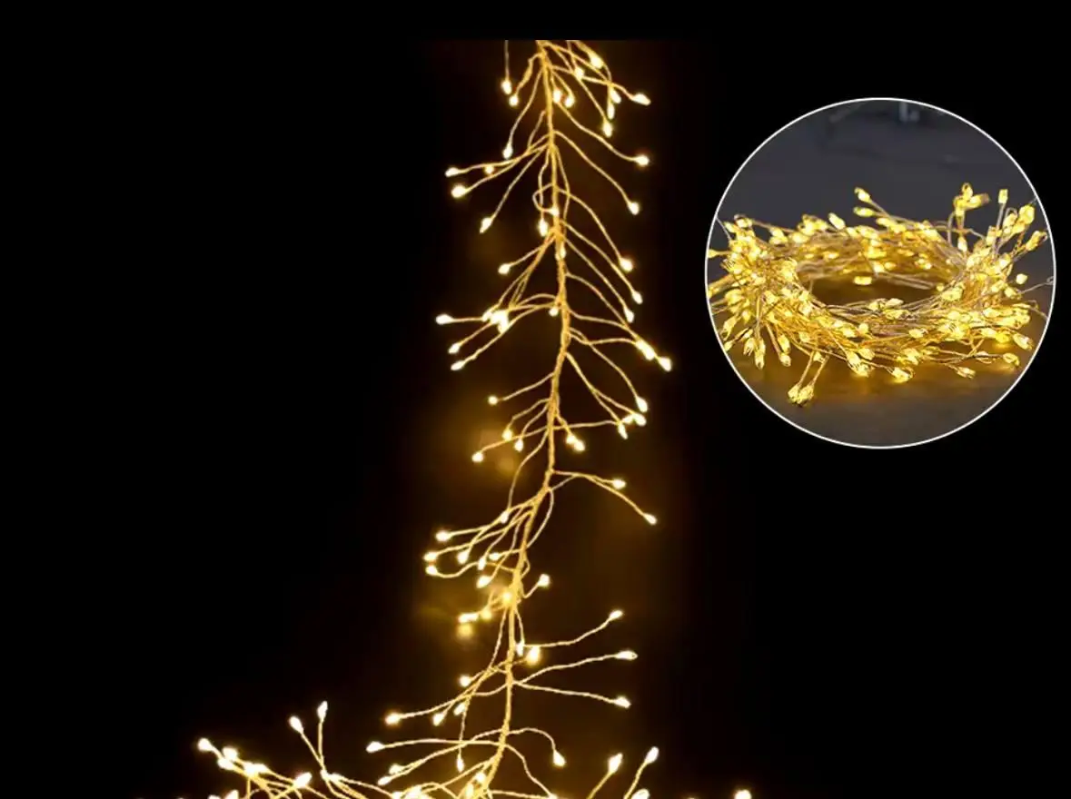 Гирлянда нить Хвойная лапа 9 м 300 LED от USB 8 режимов с пультом Теплый белый - фото 7