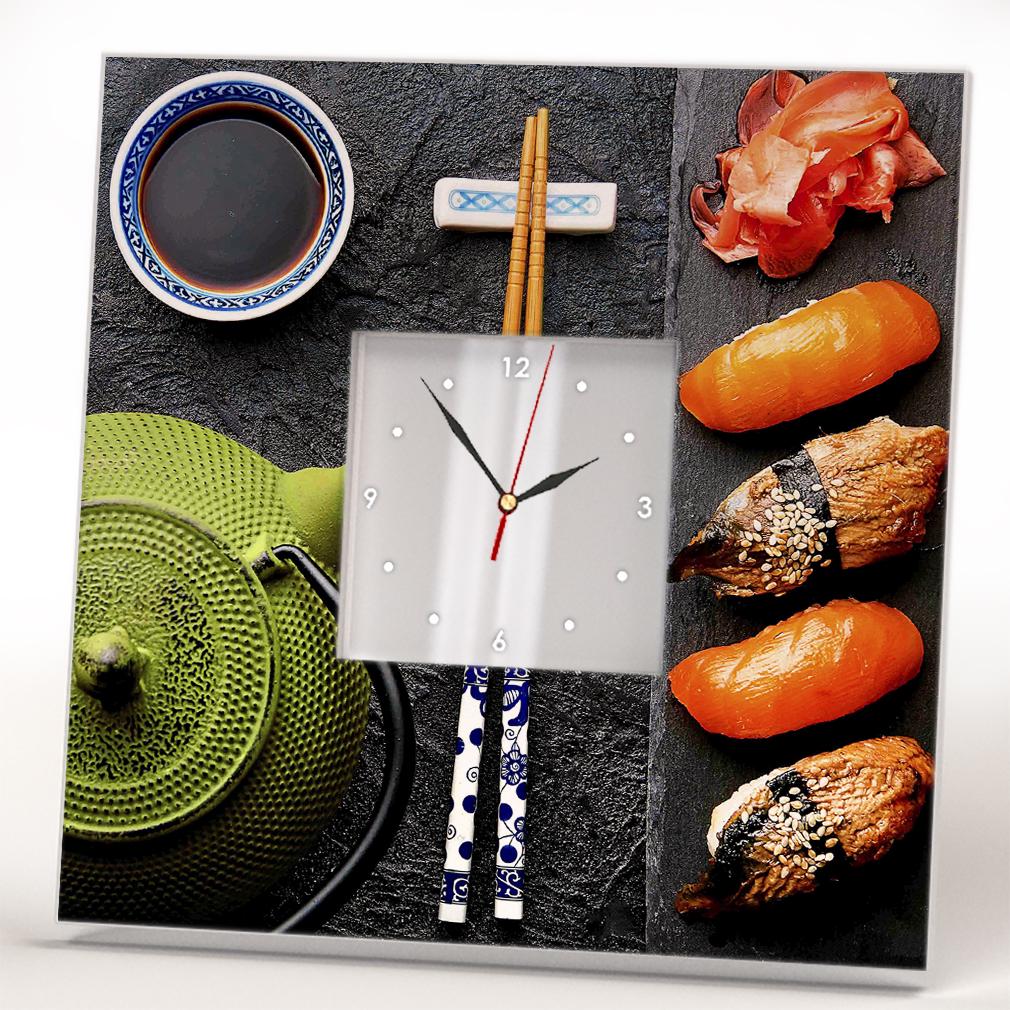 Часы Суши и чайник 260x260 мм (C04212)
