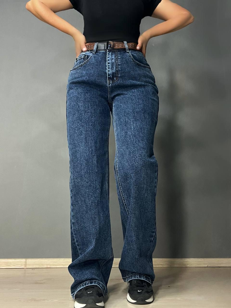 Джинсы женские Vanver 8230 палаццо широкие с ремнем р. 32 86 см 114 см Синий