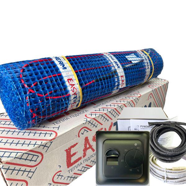Теплый пол греющий мат EASYTHERM/Термостат механический 5,0 м2 Черный