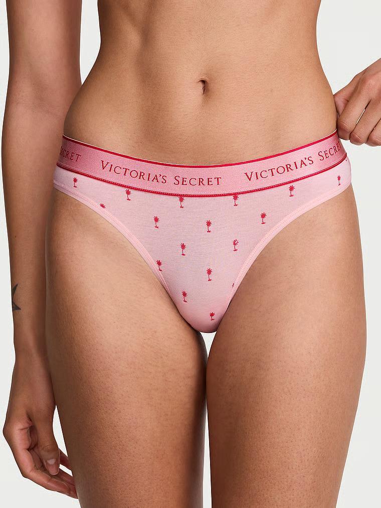 Трусики Victoria's Secret Logo Cotton Thong Panty Pink S Розовый (27272647)