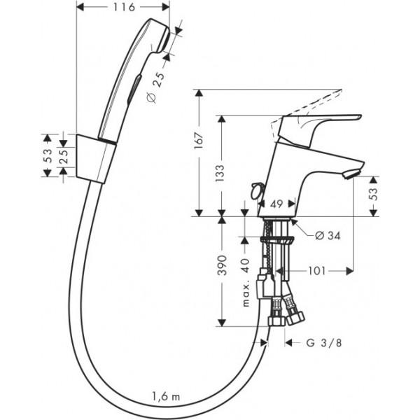 Смеситель для умывальника Hansgrohe Focus E2 (31926000) - фото 2