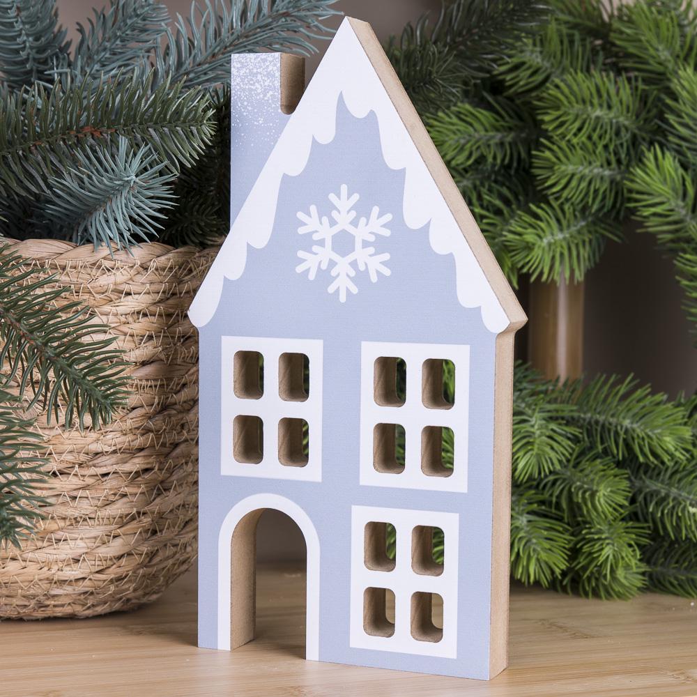 Статуэтка новогодняя деревянная Домик Лазурный (5326)