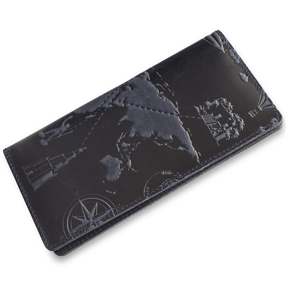 Кошелек 7 Wonders of The World из натуральной кожи и авторским тиснением Синий (WP-02-S19-4013-T002)
