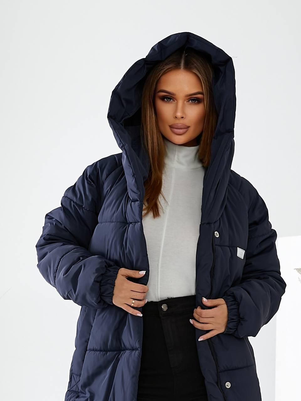 Куртка-пальто зимнее длинное Аiza А520 р. 42-44 Синий (А520_синій 42-44) - фото 3