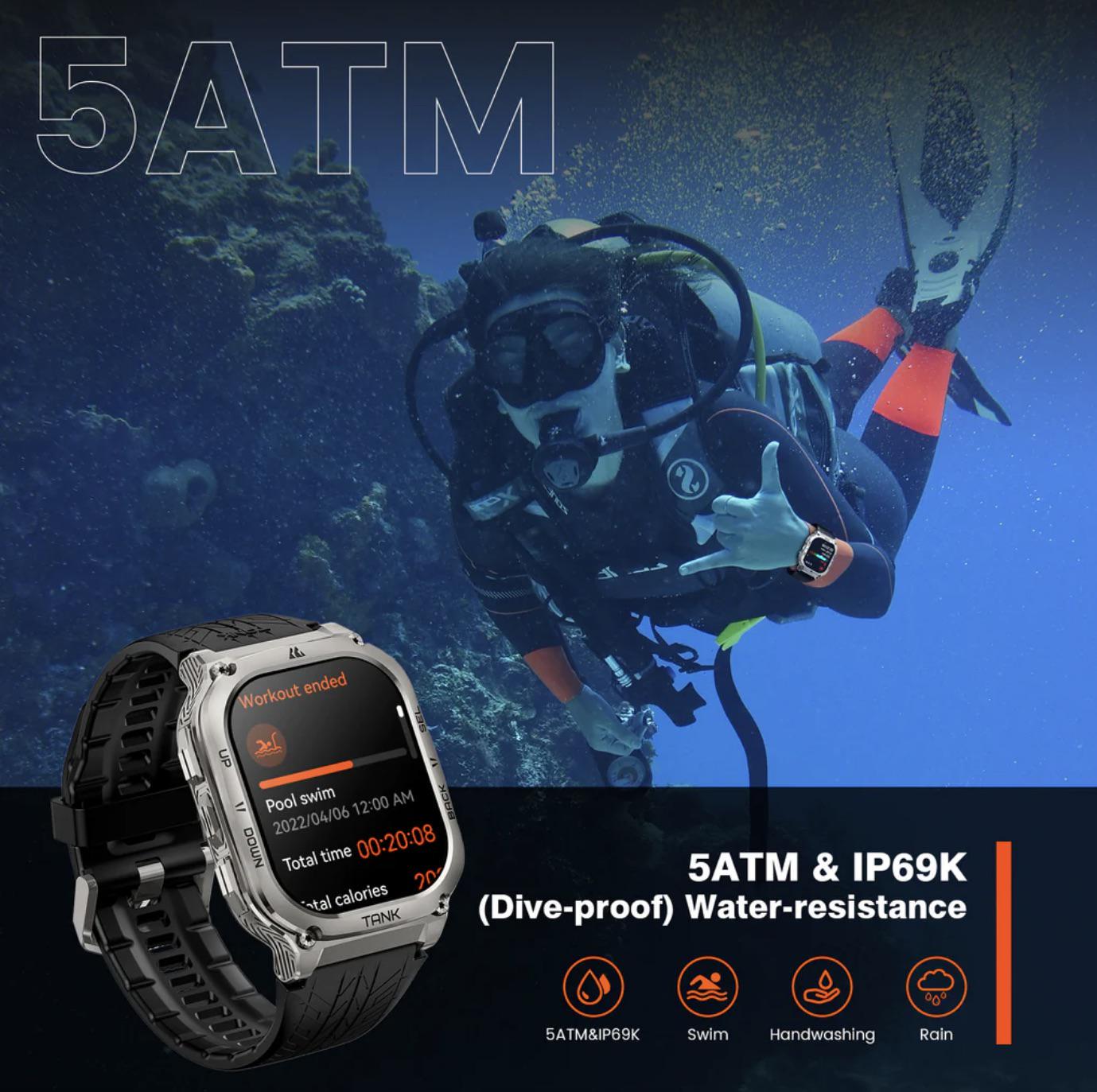 Смарт-годинник тактичний Kospet Tank M3 Black — фото 7