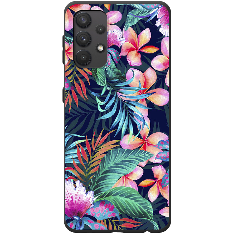 Чохол BoxFace Samsung A325 Galaxy A32 flowers in the tropics Чорний силікон (42084-up1971-42567)