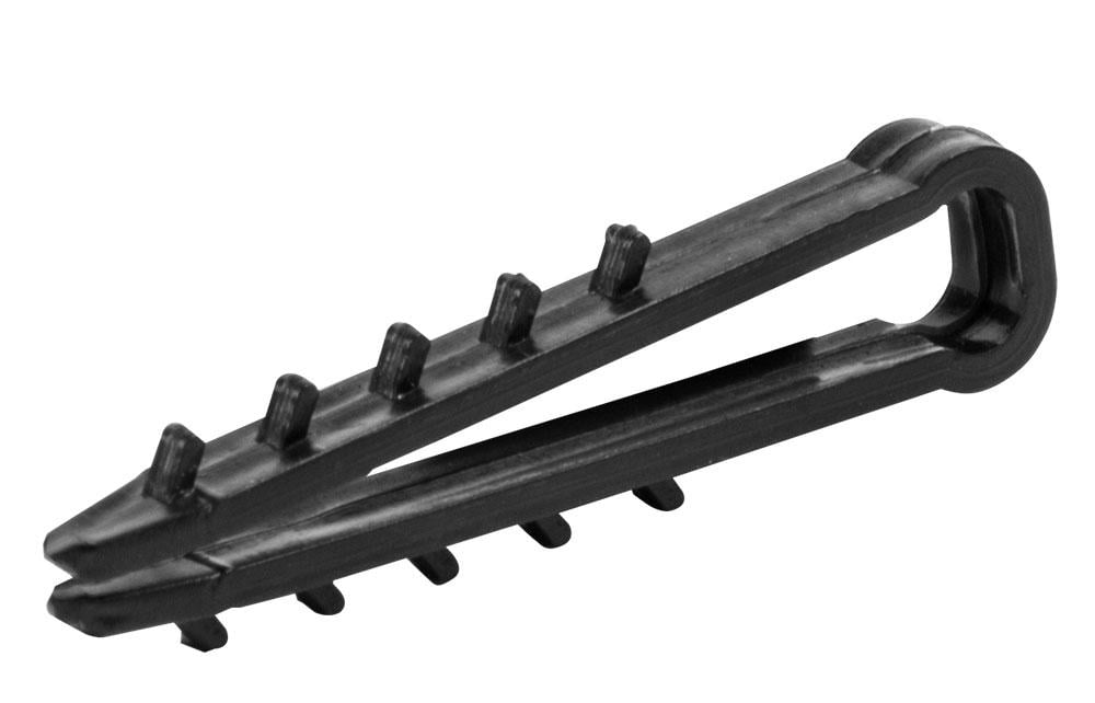 Дюбель-хомут E.NEXT e.metiz.dowel.flat.fir.black.6 6x5 мм для плоского дроту ПВХ 100 шт. Чорний (m0080038)