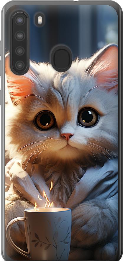 Чехол на Samsung Galaxy A21 White cat (5646u-1841-42517)
