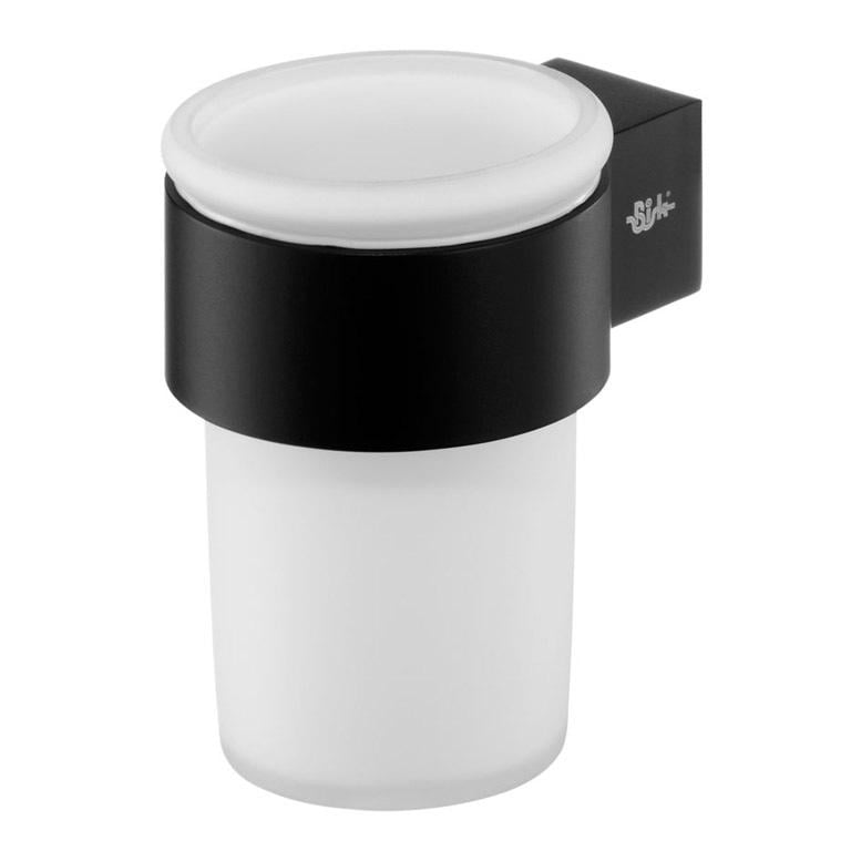 Стакан для зубних щіток Bisk FUTURA матове скло 7х9,5 см Чорний (02959)